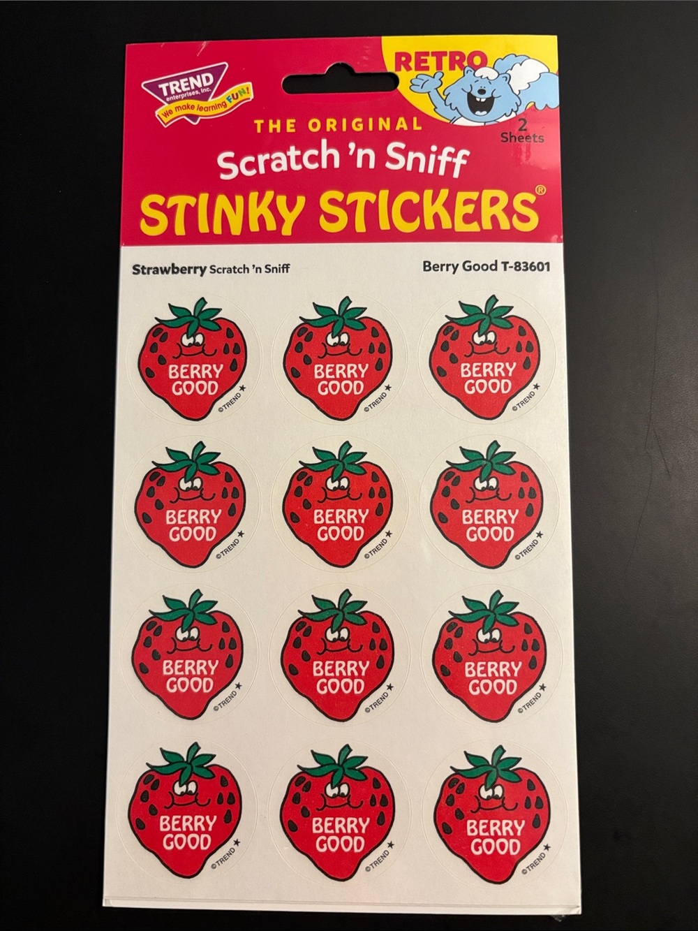 Retro Trend Scratch 'n Sniff Stinky Stickers Berry Good Strawberry 2 Sheets